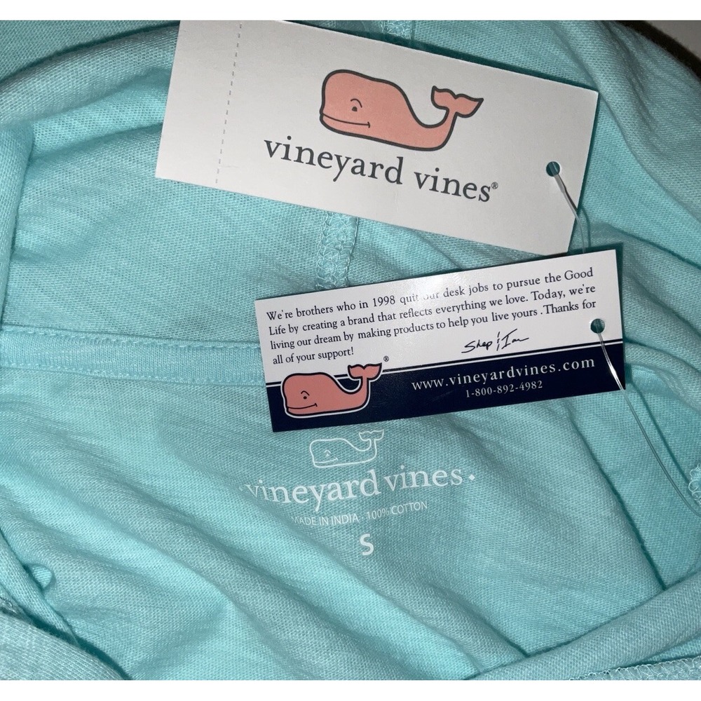 NWT Vineyard Vines‎ Slub Whale Lightweight Long Sleeve Hoodie Island Green Small - Picture 5 of 5